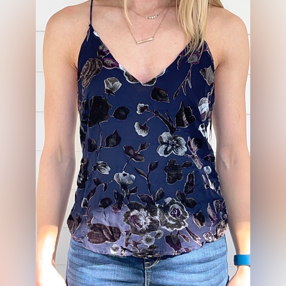 Navy Flower tank top